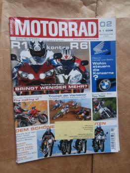 Motorrad 2/2006 Suzuki GSR 600,Vergleichstest Ducati Sport 1000 vs. Moto Guzzi V11 Le Mans vs.Triumph Thruxton 900