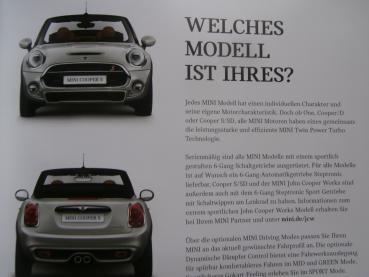 Mini Cabrio One Cooper +S +D +SD Juli 2016 Prospekt NEU F57