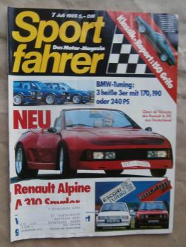 Sportfahrer 7/1985 Iso Grifo,Renautl A310 Spyder,Escort Turbo RS vs. Golf2 GTI 16V,Treser