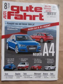 gute fahrt 8/2015 A4 & Avant, R8 V10,T6 Multivan,Dauertest Golf7 1.6TDI BMT,Passat GTE,Q3 1.4TFSi,Polo 1.2TSI Highline,