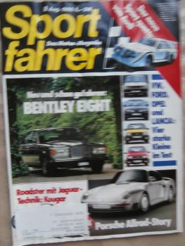 Sportfahrer 8/1985 Bentley Eight,Lancia Y10 turbo i.e.,Fiesta XR2 vs. Corsa A 1.3GT vs. Polo Typ86C GT,