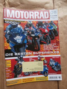 Motorrad 6/2005 Vergleich Suzuki GSX-R 1000 vs. Honda Fireblade vs. MV Agusta F4 1000S vs. Yamaha YZF-R1