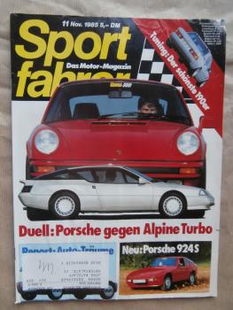Sportfahrer 11/1985 Mercedes 190 MAI,PDK Getriebe,911 Carrera vs. Alpine V6 turbo,