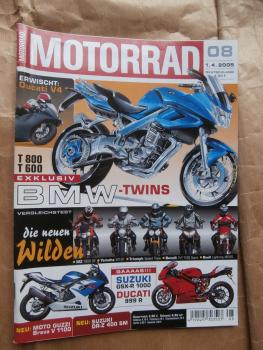 Motorrad 8/2005 Vergleichstest Naked Bikes Benelli TnT 1130 Sport vs. Buell Ligtning XB2S vs. MZ 1000SF vs. Triumph Speed Triple