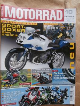 Motorrad 10/2005 BMW K 1200R, Aprilia Pegaso 650 Strada,Vergleich Honda CB1300S vs. Kawasaki ZRX 1200R vs.Moto Guzzi V11