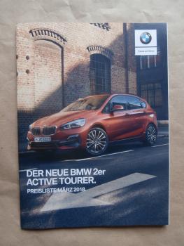 BMW 225xe iPerformacne F45 Active Tourer +216i 218i 220i 225i xDrive,216d 218d +xDrive 220d +xDrive März 2018
