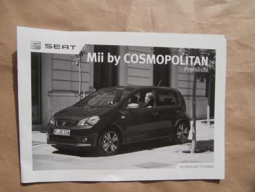 Seat Mii by Cosmopolitan Preisliste 10/2016 NEU