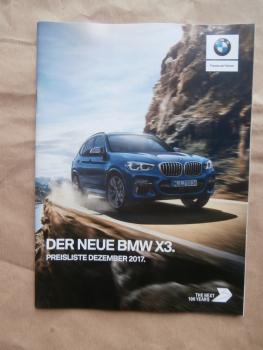 BMW X3 xDrive20i 30i 20d 30d G01 M40i Advantage xLine Luxury Line M Sport Dezember 2017