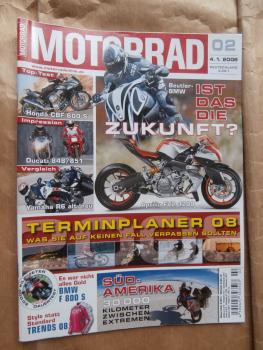 Motorrad 2/2008 Beutler BMW,Aprilia FV2 1200,Honda CBF 600S, Ducati 848/851,Yamaha R6 alt vs. neu,BMW F 800S,