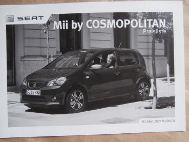 Seat Mii by Cosmopolitan Preisliste Oktober 2016 NEU