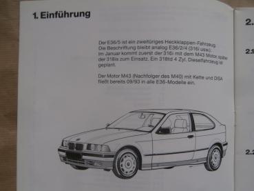 BMW Arbeitsmaterial 3er Compact E36/5 Oktober 1993