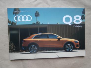 Audi Q8 (Typ 4M) 50TDI quattro 210kw/286PS Preisliste September 2018