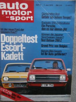 auto motor und sport 12/1975 Datsun 260Z,Porsche 914 V8,Suzuki Rotary RE 5,Ford Escort 1300GL vs. Kadett 1200S,