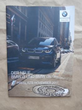 BMW i3 i3S (i01) Preisliste November 2017