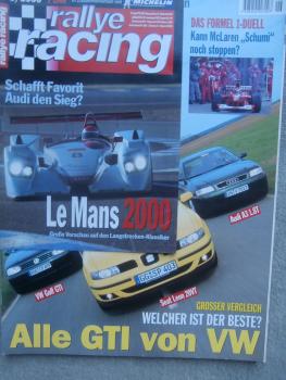 rallye racing 6/2000 Vergleich VW Golf4 GTi vs. Seat Leon 20VT vs. Audi A3 (8L) 1.8T,Dauertest Honda Prelude 2.2VTEC,bMW X5 E53