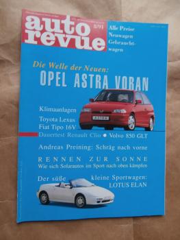 auto revue 8/1991 Opel Astra F, Toyota Lexus, Fiat Tipo 16V,Dauertest: Renault Clio, Volvo 850GLT, Lotus Elan
