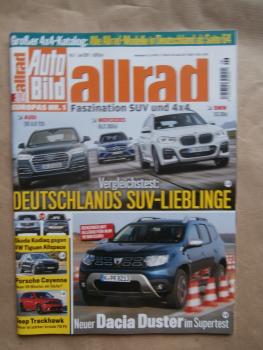 Auto Bild allrad 6/2018 Vergleich: Audi  Q5 3.0TDI vs. GLC350d vs. X3 30d G01,Range Rover P400e,Kodiaq vs. Tiguan Allspace,