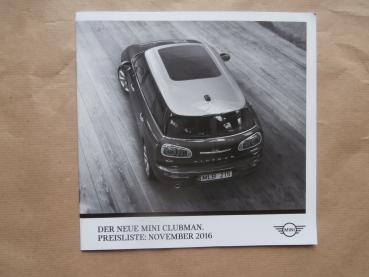 Mini Clubman F54 One Cooper +S +D +JCW November 2016