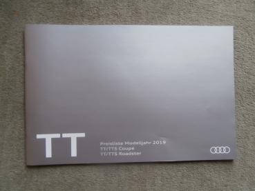 Audi TT +TTS Coupé Roadster (FV) Modelljahr 2019 Preisliste