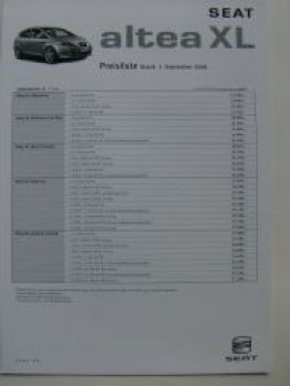 Seat Altea Preisliste 1.9.2008 NEU +Sondermodelle