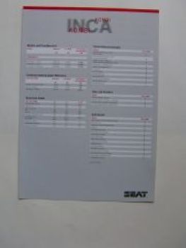 Seat Inca Kombi Preisliste 8/1997 NEU