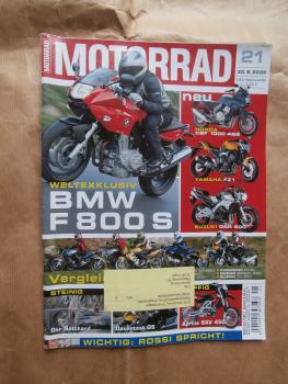 Motorrad 21/2005 BMW F 800S, Triumph Daytona 675, Suzuki Bandit 1200S, Suzuki GSX-R 1000,Dauertest BMW R 1200GS,