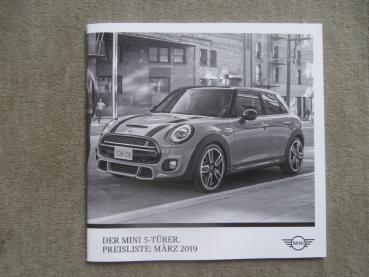 Mini 5-türer One First One Cooper +S +D +SD F55 +60 Years +Yours Preisliste März 2019