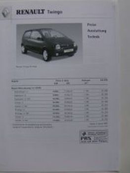 Renault Twingo Preisliste 2.1.2001 NEU