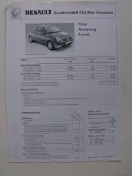 Renault Clio Blue Sensation Prospekt Januar 2002 NEU +Preise