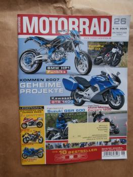 Motorrad 26/2005 Moto Morini Corsaro 1200, Suzuki GSR 600,Yamaha MT-03,Hyosung GV 650 Qquila,Ducati 999 Dauertest Abschlußbericht,