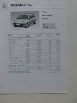 Renault Clio Preisliste +Sport 2.1.2001 NEU