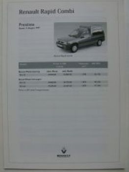 Renault Rapid Combi Preisliste 11.8.1997 NEU
