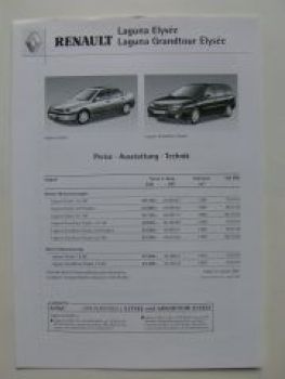 Renault Laguna Grandtour +Elysee Preisliste 2.Januar 2001 NEU