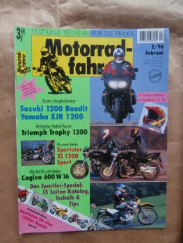 Motorradfahrer 2/1996 Suzuki 1200 Bandit vs. Yamaha XJR 1200,Triumph Trophy 1200,Sportster XL 1200 Sport,