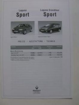 Renault Laguna Sport +Grandtour Preisliste 14.9.1999