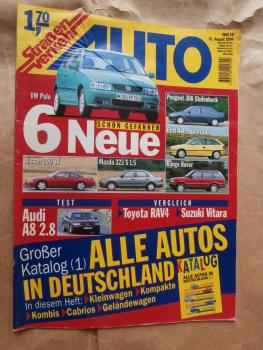 Auto Straßenverkehr 18/1994 Audi A8 2.8, RAV4 vs. Vitara,200SX, Mazda 323S 1.5, 306 Stufenheck