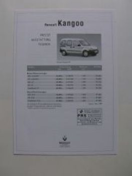 Renault Kangoo Preisliste 1.März 1999 NEU