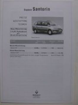 Renault Espace Santorin Preisliste 29.10.1999 NEU