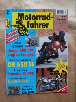 Motorradfahrer 12/1995 Honda CBR 900,Cagiva Canyon,Yamaha XJ 900,Suzuki DR 650SE,