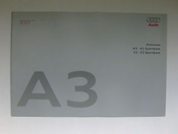 Audi Preisliste A3 +Sportback +S3 März 2008 NEU