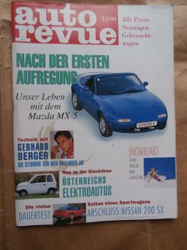 auto revue 11/1990 Mazda MX-5, Gerhard Berger,Nissan 200SX Dauertest,Rover 216 GSi, Ford Scorpio