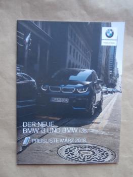 BMW i3 & i3 s (i01) Preisliste März 2018 94Ah +Range Extender