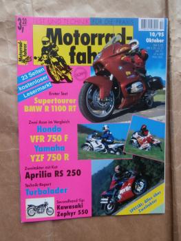 Motorradfahrer 10/1995 BMW R 1100 RT, Honda VFR 750F vs. Yamaha YZF 750R,Aprilia RS 250,