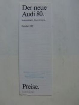 Audi Preisliste 80  23.Februar 1987