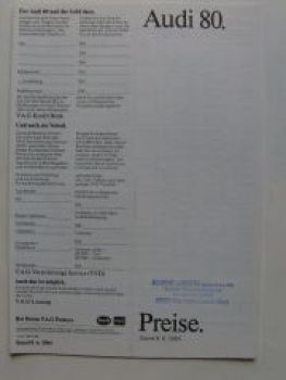 Audi Preisliste 80 8.Juni 1984