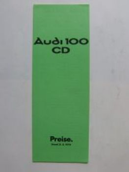 Audi Preisliste 100 CD 21. August 1978