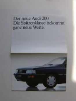 Audi 200 Prospekt Poster +Turbo (Typ 44) August 1983 NEU