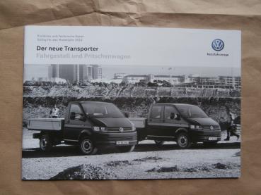 VW Transporter T6 Fahrgestell & Pritschenwagen Modelljahr 2016 Preisliste