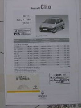 Renault Preisliste Clio Juli 1999 Rarität