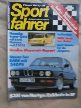 Sportfahrer 8/1981 Hartge BMW 535i E28,Jetta Allrad,neue 5er Reihe,